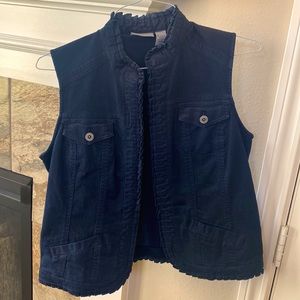 Chicos Size 1 Black Denim Vest